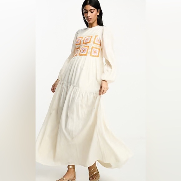 ASOS Dresses & Skirts - ASOS Design Broderie Crochet Bodice Maxi Bohemian Dress Size 4